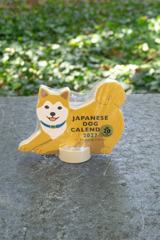 Shiba Inu die-cut desk calendar with Japanese Dog Calendar 2027 text