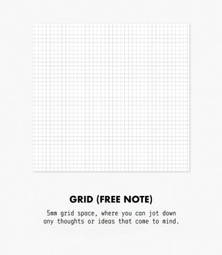 Grid (free note) page with 5mm grid spacing and note instructions