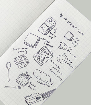 3-month goal planner cover with grocery list icons and food illustrations