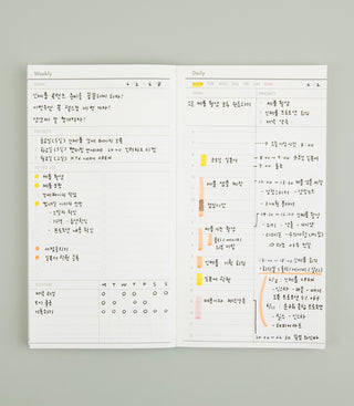3-month goal planner open to weekly (left) and daily (right) planning pages