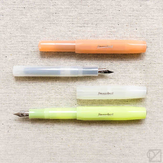 Kaweco Sport frosted fruit fountain pen, orange body, medium nib with tip visible
