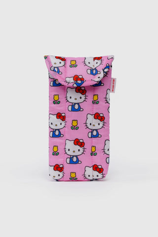 BAGGU Hello Kitty puffy glasses sleeve, pink with cartoon character pattern