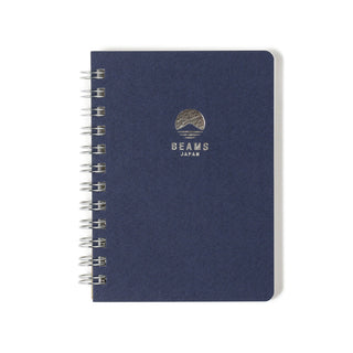 Navy B6 lined notebook with metal spiral binding and BEAMS logo on cover