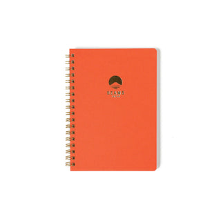 Orange lined notebook with spiral binding and BEAMS Japan logo centered on cover.