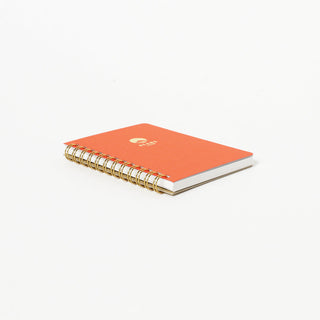 Orange lined notebook with gold spiral binding and BEAMS Japan logo.