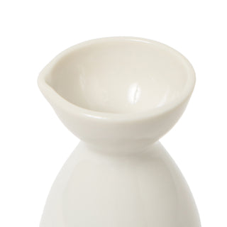 White ceramic sake cup with smooth glazed interior and flared rim