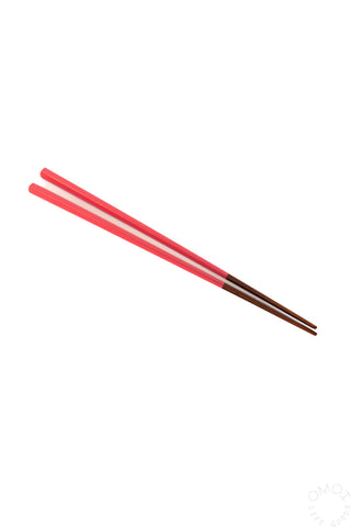 Red bamboo chopsticks with dark brown tips, set of two.