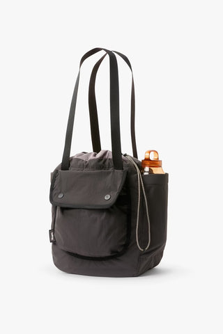Bellroy cinch tote bag, charcoal with two top handles and front organizer pocket