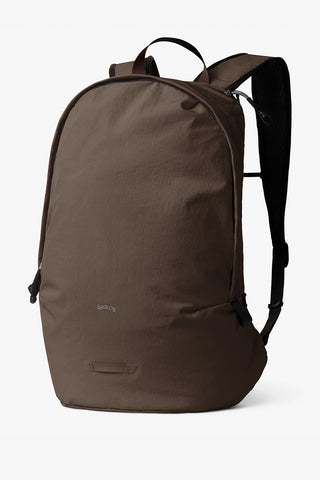 Brown daypack with top handle and padded shoulder straps