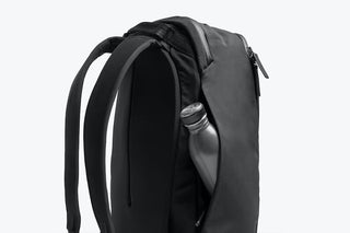 Bellroy work backpack profile with bottle pocket and curved back panel