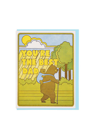 Greeting card with hiking bear and text “You’re the best dad”