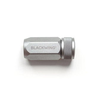 Gray BLACKWING one-step pencil sharpener with textured metal grip and housing
