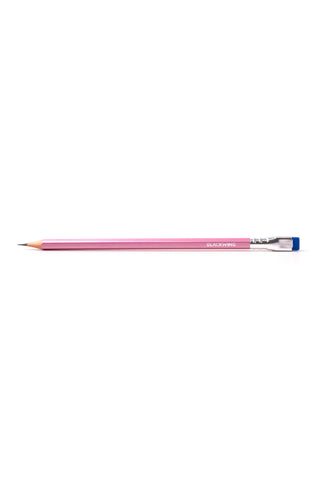 Pink pencil with wood tip and blue eraser end
