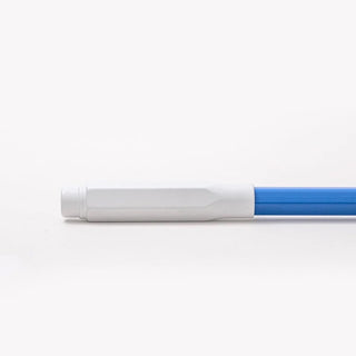 Matte white point guard with blue end band, cylindrical shape