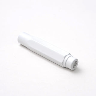 Matte white point guard with embossed mark on rounded tip
