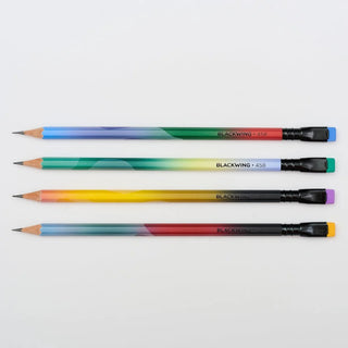 Set of four Blackwing Volume 458 colored pencils, sharpened tips, black barrels