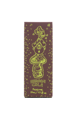 Shroom Cola perfume box with whimsical shroom-and-cola illustration, 50 ml