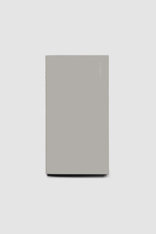 Lined travel notebook with gray cover and spine