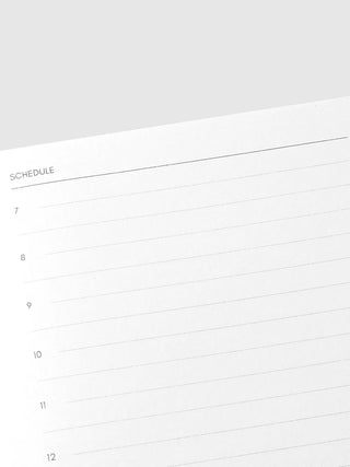 White lined schedule page with small numbered rows