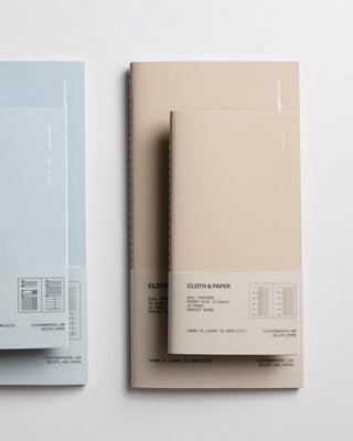 Cloth & Paper pocket travel notebooks, beige and blue covers