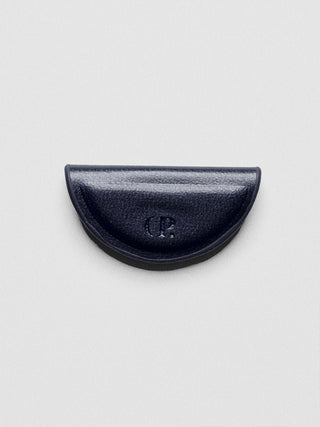 Navy mini magnetic bookmark crescent with embossed logo center