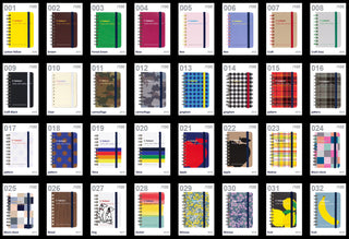 Mini memo blind box assortment display with colorful spiral notebook covers, numbered