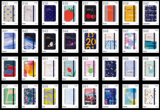 Mini memo blind box assortment display with multiple colorful spiral notebook designs