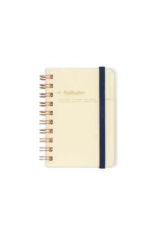 DELFONICS Rollbahn mini memo spiral notebook, cream cover with blue spine and copper rings