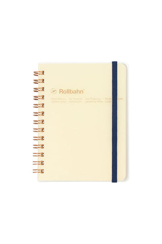 DELFONICS pocket memo spiral notebook: cream cover with navy spine, metal rings