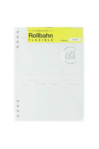 White block refill pages with Life Log label and grid sections