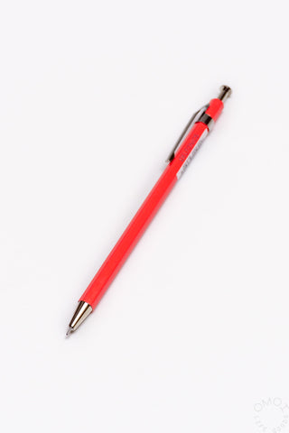 Red wood ball pen with metal ballpoint tip and brown wood end cap