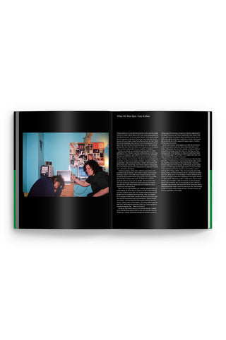 Epicly Later'd photo book open spread, left color photo and right page of text.