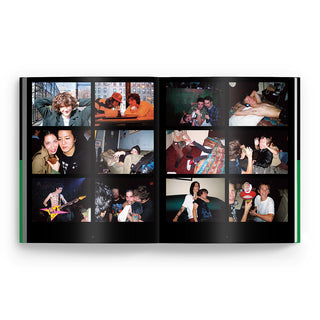 Epicly Later'd photo book open, two-page collage of many small color event photos.