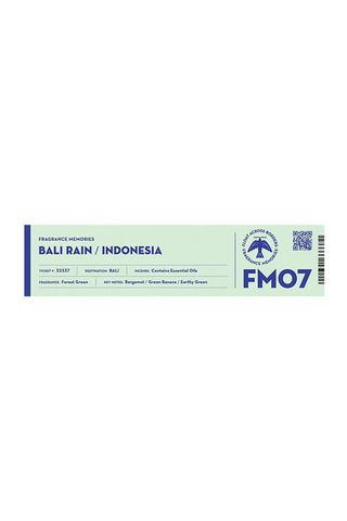 Bali Rain incense box label with FM07 mark and Indonesia details