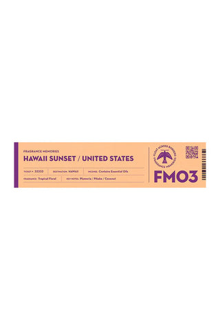 Incense box label, Hawaii Sunset (FMO3) and United States mark