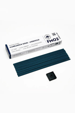Marrakech Souk FMO2 incense sticks with slim box and black incense holder