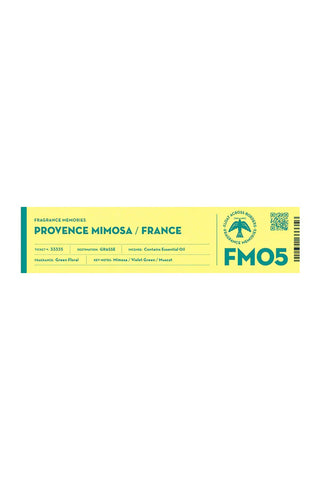 Fragrance Memories incense pack in yellow and teal with Provence Mimosa label