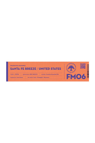 Incense box labeled “Santa Fe Breeze,” with FM06 badge and United States marking.