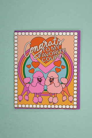 Colorful poodle couple card with hearts and “and that’s my favorite couple” text