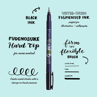 Dark blue hard-tip brush pen for extra-fine, fine, and medium lines