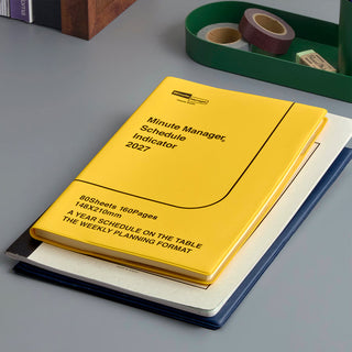 A5 weekly planner, Yellow cover with Minute Manager Schedule Indicator 2027 and curved edge