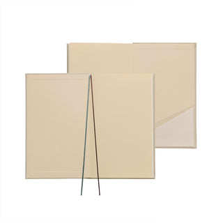 Planner note card set with three beige sheets and blue ribbon ties