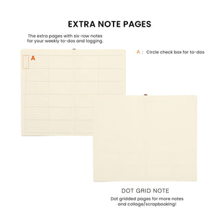 Planner extra note pages set with dotted grid note card for weekly to-dos and logging
