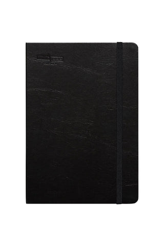 Black A5 weekly planner notebook with elastic strap and embossed HIGHTIDE logo