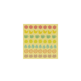 Decorative memo sticker sheet with multicolor flower and cup patterns