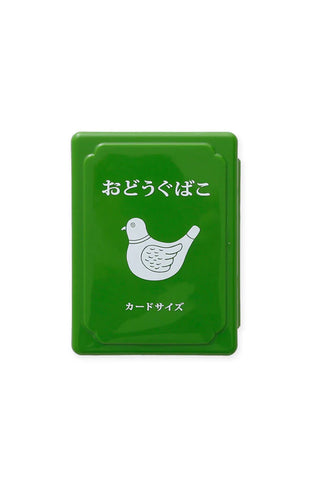 HIGHTIDE mini green tool box with front bird graphic and hinged lid