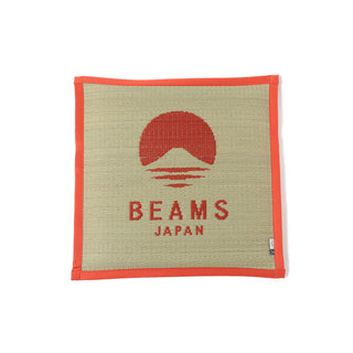 Hagihara x BEAMS Japan cushion in orange: square woven cover with BEAMS JAPAN logo
