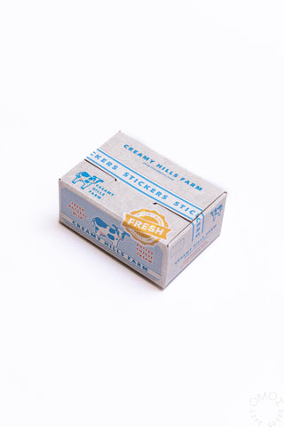 Hako seal sticker box with blue “fresh” themed packaging and icons.