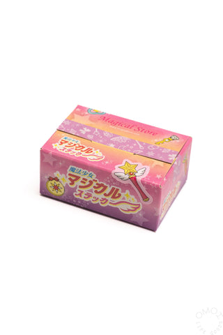 Sticker seal box with pink themed label design on the box