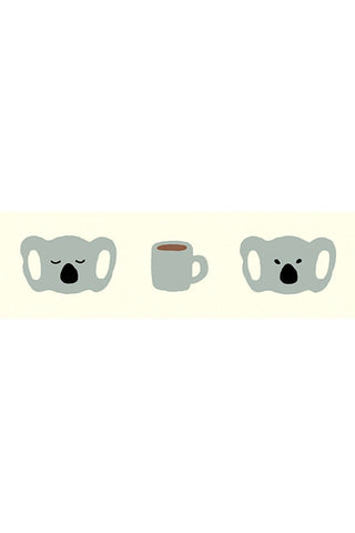 Koala-themed masking tape strip with repeating animal faces and small cup icons